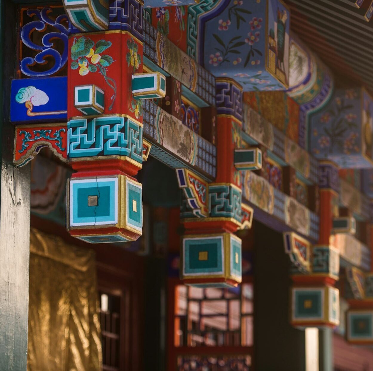 Street of Old chinese asian city on a sunset at hongluo temple